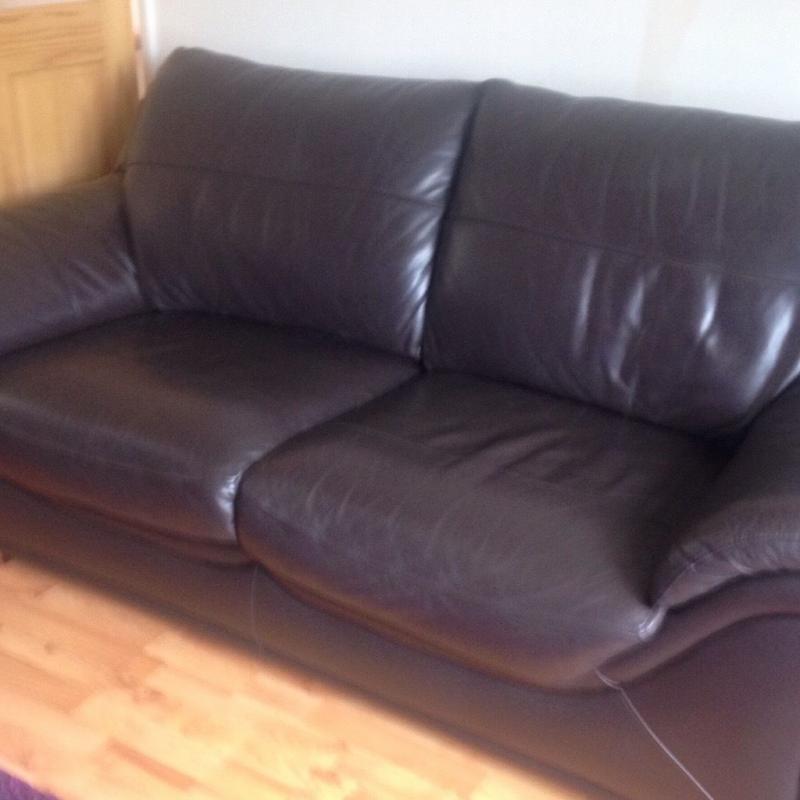 Leather sofa chocolate brown