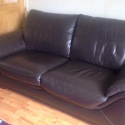 Leather sofa chocolate brown