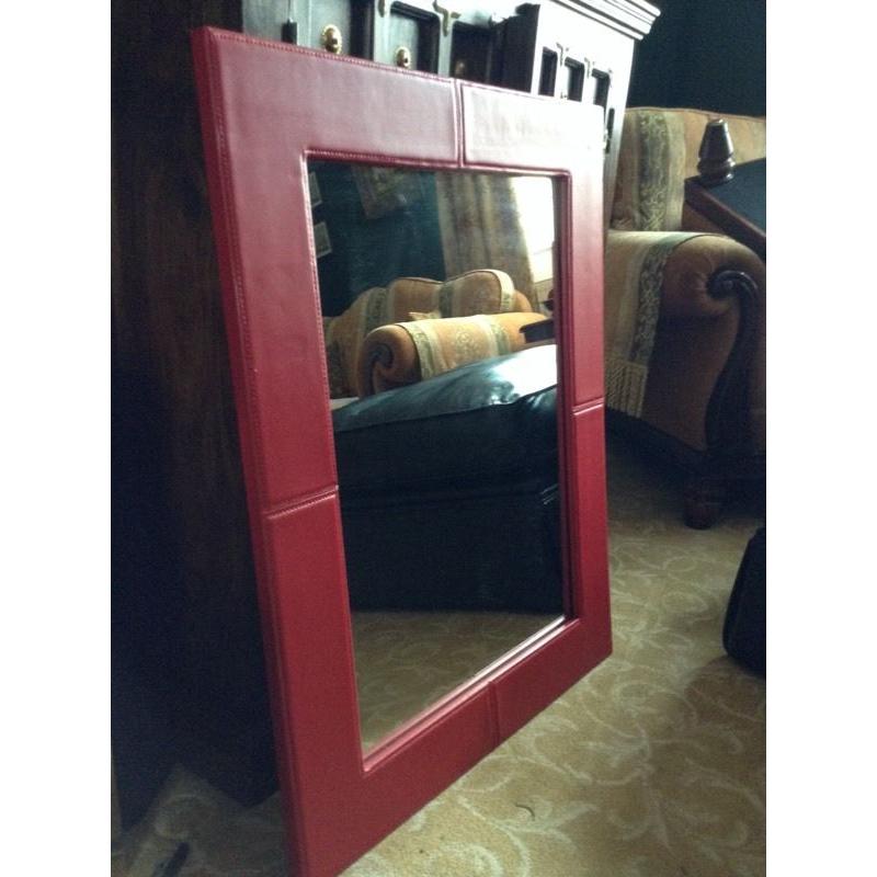 Red Leatherette Mirror