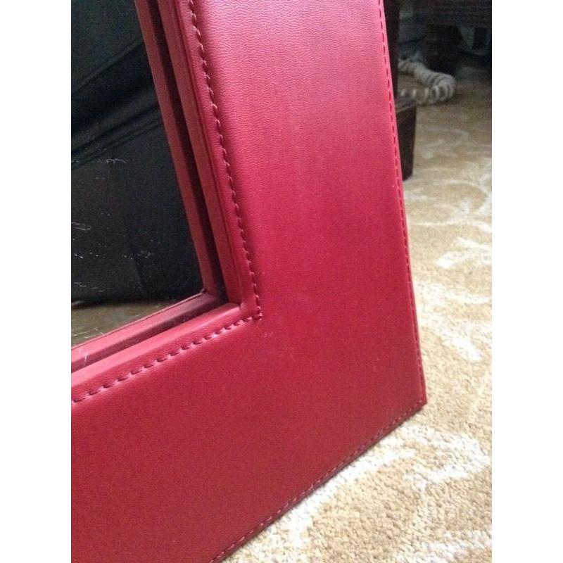 Red Leatherette Mirror