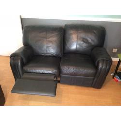 Two seater leather recliner sofa brown