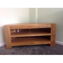 Oak Veneer Corner TV Unit