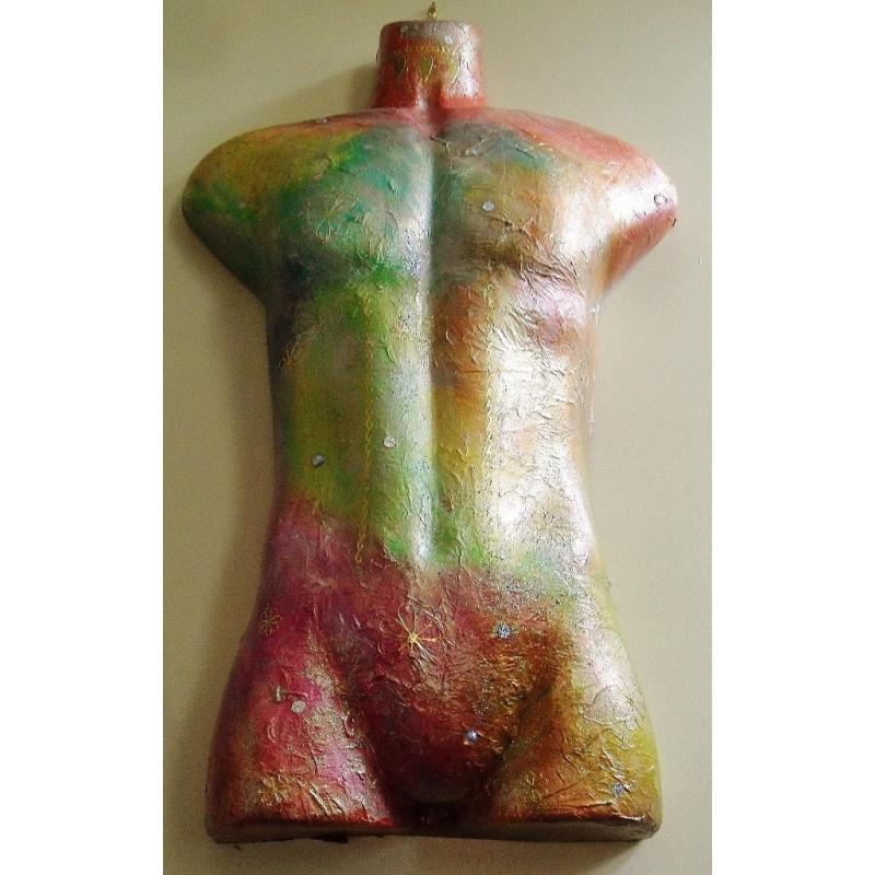 Unique Mixed Media Male Mannequin Torso - Artwork Or Shop Fitting