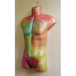 Unique Mixed Media Male Mannequin Torso - Artwork Or Shop Fitting