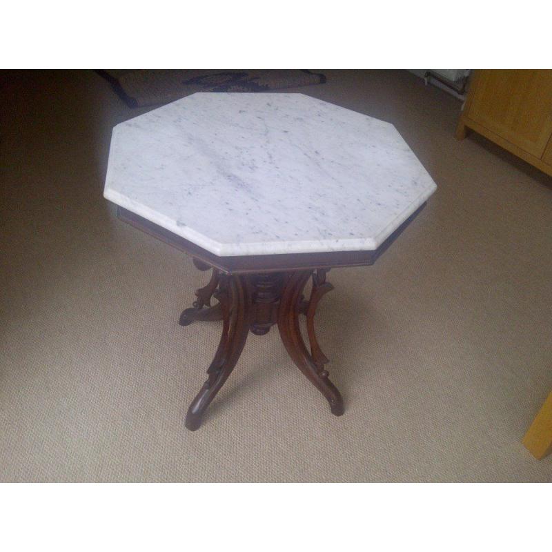 Hand Carved Mahogany /Marble occasional table. ,