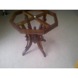 Hand Carved Mahogany /Marble occasional table. ,