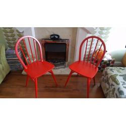 Vintage Retro Style Pair Ercol Style Country Cottage Style Chair Bedside Table Hall Dining Chair