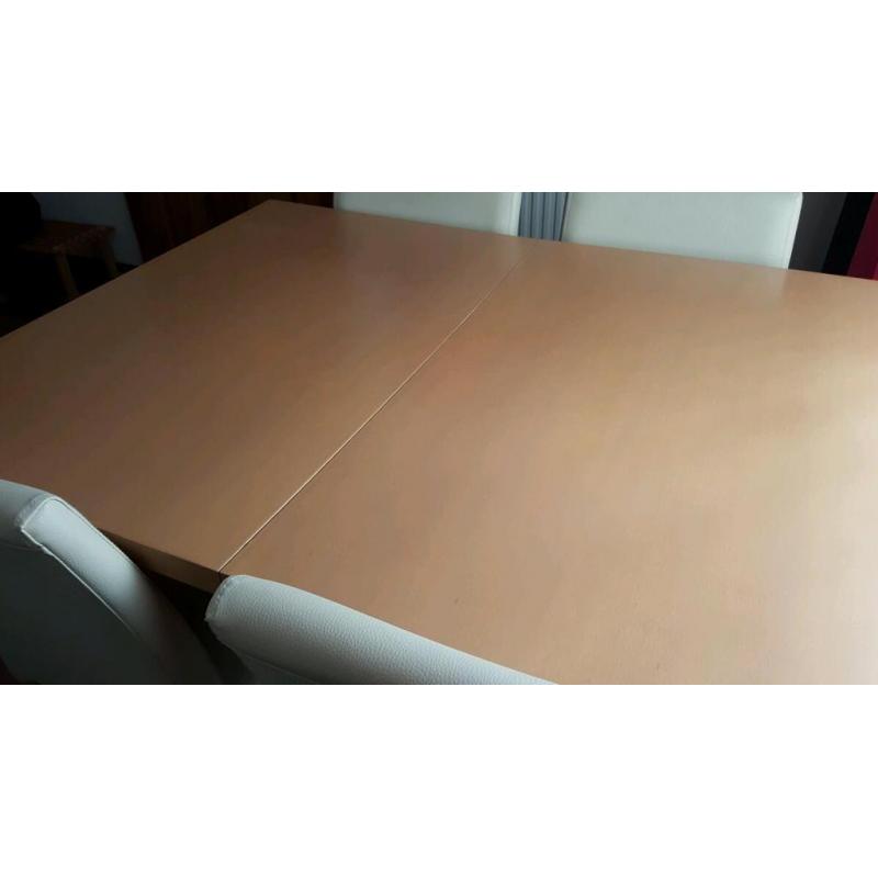 Extendable Beech Table and 4 Chairs