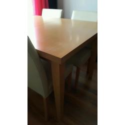 Extendable Beech Table and 4 Chairs