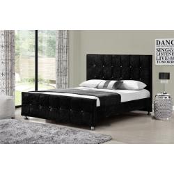 NEW Crushed Velvet bed frame - Two different designs in black or silver - Double / kingsize