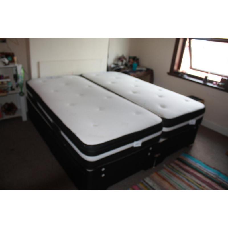 New Healthiposture Zip Link 6ft Super king Size Divan Bed Base and Mattress or 2 Single Divan Beds