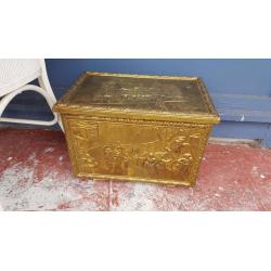 VINTAGE BRASS COAL BOX