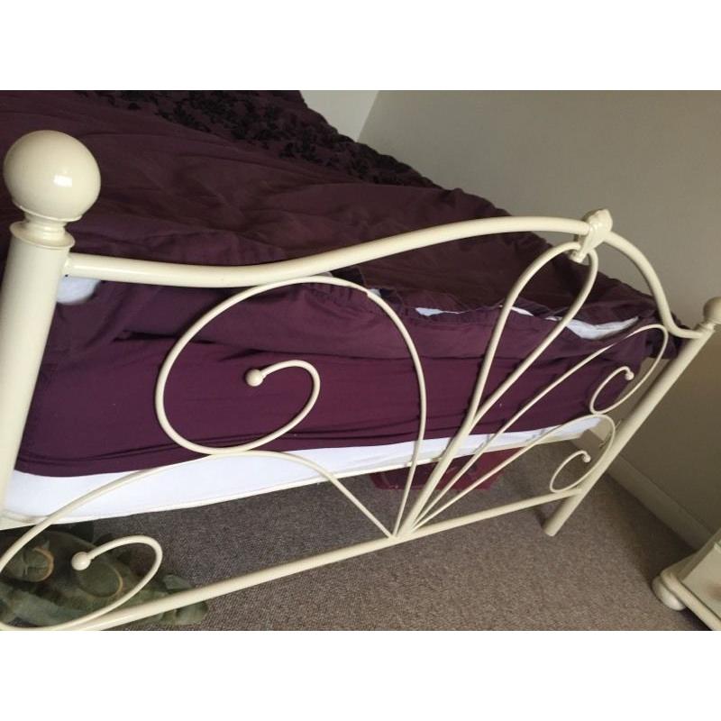 Cream double bed and mattress