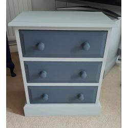 Light and Dark Grey Bedside Cabinet Pine Table Bedside Drawers Storage