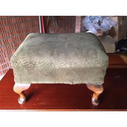 Antique / Vintage Horse Hair Footstool / Pouffe - Sold Mahogany Queen Anne Legs - Must Go