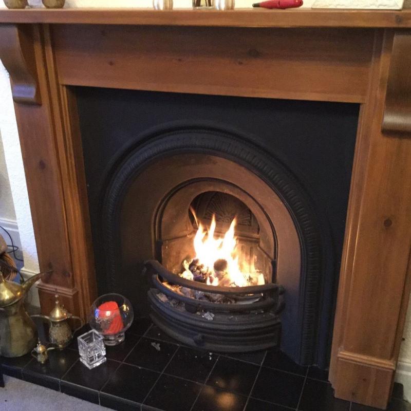 Gallery cast iron fireplace and wood surround