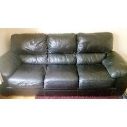 BLACK LEATHER 3 SEAT AND 2 SEAT SOFAS, GOOD CONDITION, QUICK SALE WANTED, OFFERS CONSIDERED