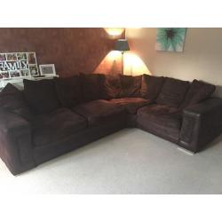 Large brown suede corner sofa