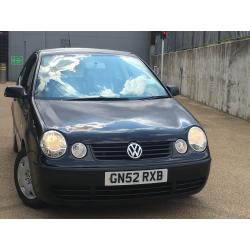 2002 VW POLO 1.2 S PETROL 3DR MET BLACK WITH CLOTH INTERIOR 119K&PART SERVICE HISTORY 825 ONO