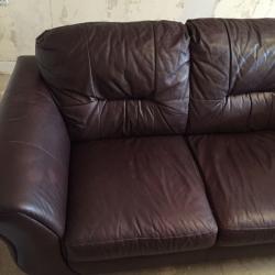 Brown leather 2 seater sofa