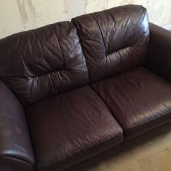 Brown leather 2 seater sofa