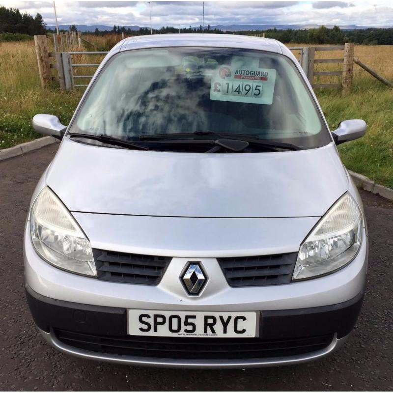 2005 Renault Grand Scenic 7 seat 1.6 vvt rush model in silver, MANUAL HANDBRAKE, 66k mot Nov LOVELY!