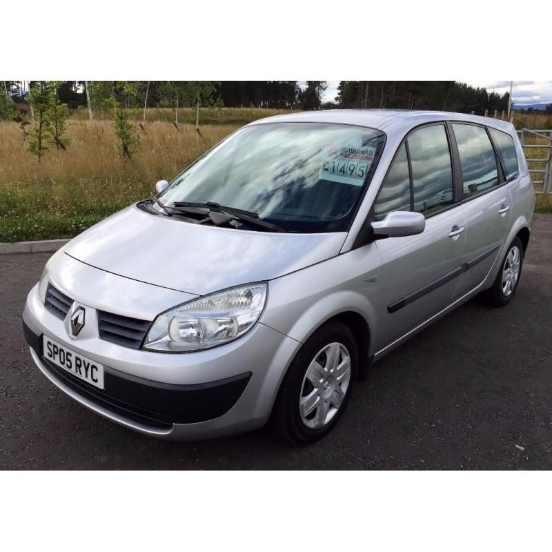 2005 Renault Grand Scenic 7 seat 1.6 vvt rush model in silver, MANUAL HANDBRAKE, 66k mot Nov LOVELY!