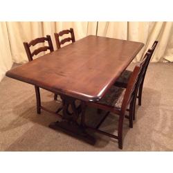 Dining Table & Chairs - Refectory Table & 4 Ladder Back Chairs