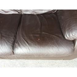 BROWN LEATHER 3 SEATER SOFA,CAN DELIVER