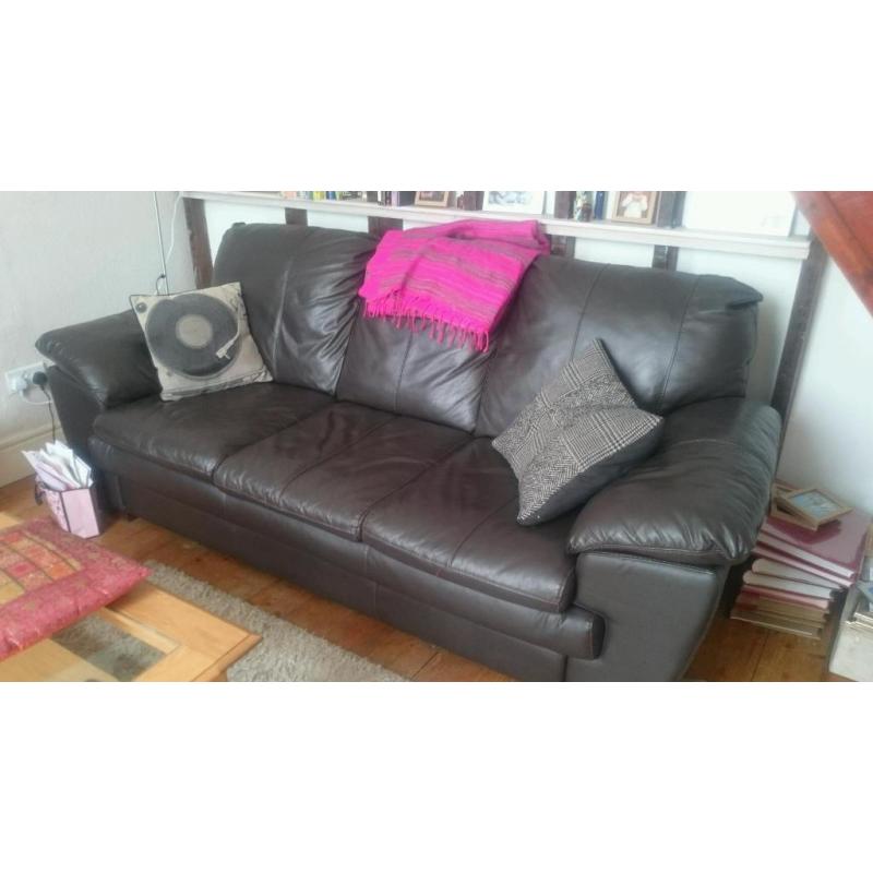 Leather sofa three seater