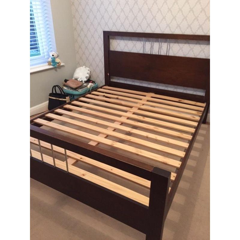 Kingsize bed frame dark wood