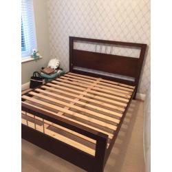 Kingsize bed frame dark wood