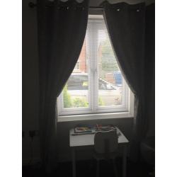 Next grey velvet style pair of curtains 135x220 in great condition