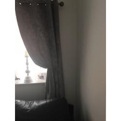 Next grey velvet style pair of curtains 135x220 in great condition