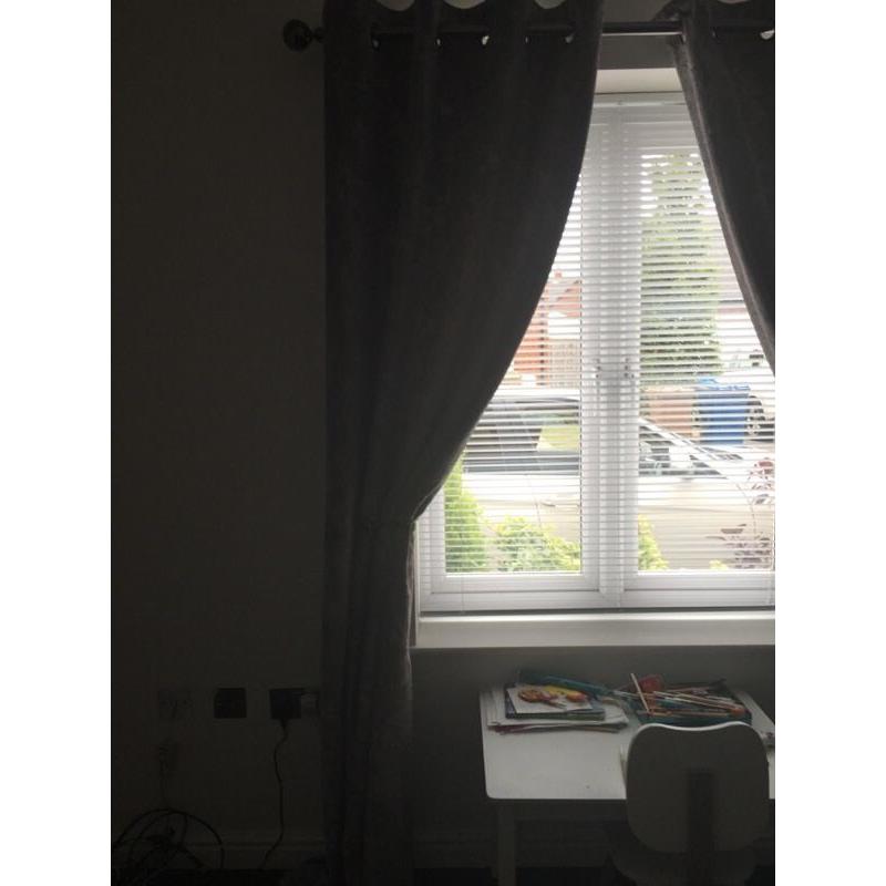 Next grey velvet style pair of curtains 135x220 in great condition