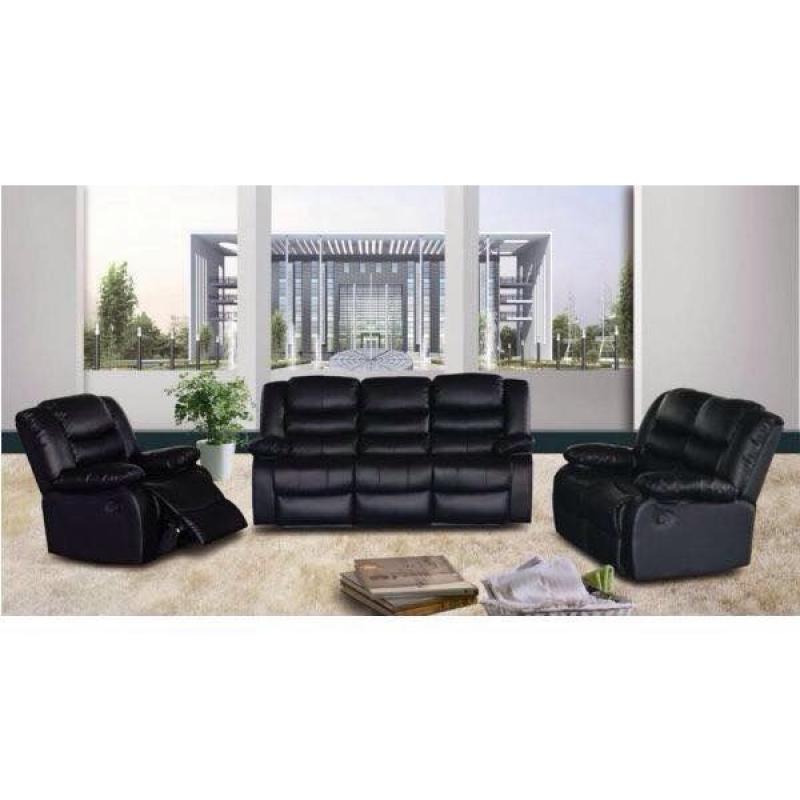 Rubie 3 and 2 Seater bonded leather recliner sofa set with pull down drinks holder