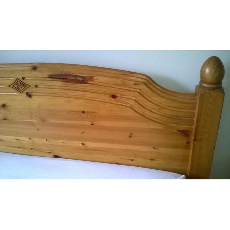 King Size Chunky Solid Pine Bed Frame with slatted base.