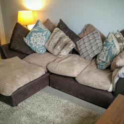 Brown, Fabric, Cushion, Sofa, Three Seater, Comfort, Bargain, Quick Sale,