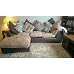 Brown, Fabric, Cushion, Sofa, Three Seater, Comfort, Bargain, Quick Sale,