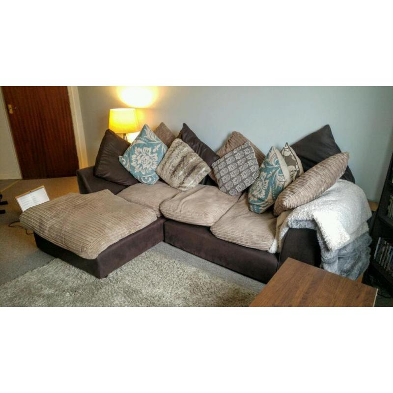 Brown, Fabric, Cushion, Sofa, Three Seater, Comfort, Bargain, Quick Sale,