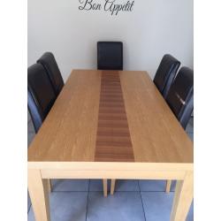 Oak veneered dining table