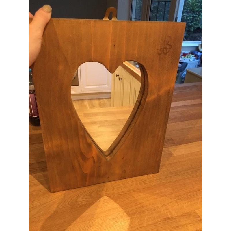 Unique wooden heart mirror