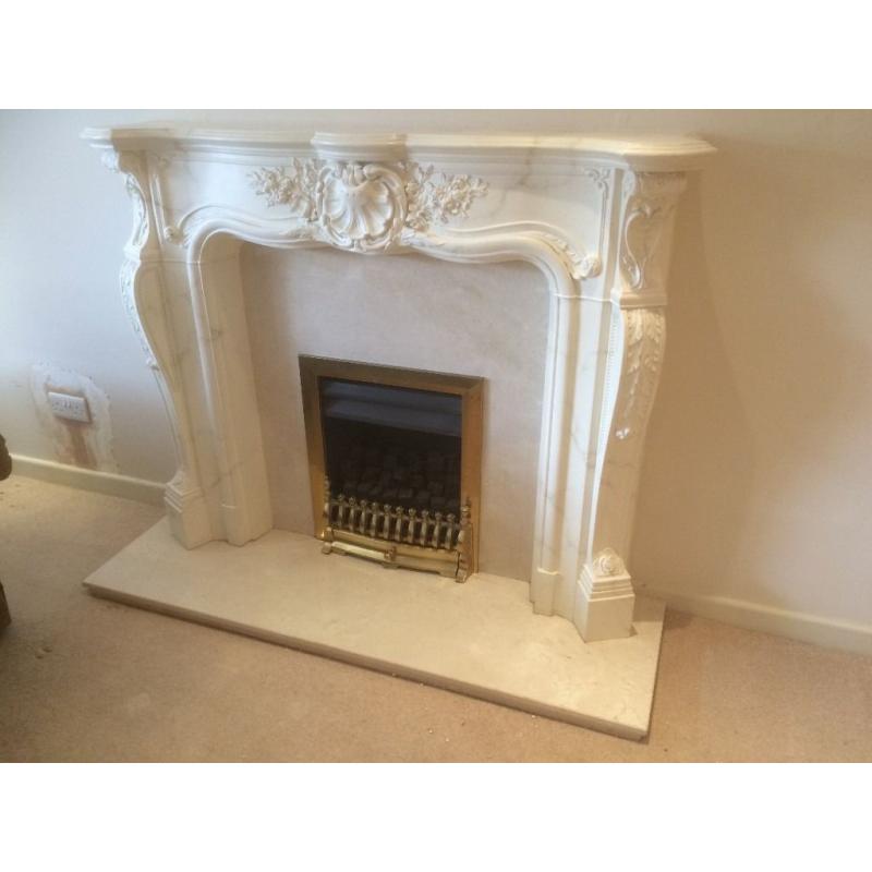 Marble Fireplace and Living Flame Fire