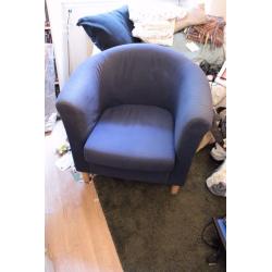 Ikea Tullsta armchair and matching sofa, Navy blue