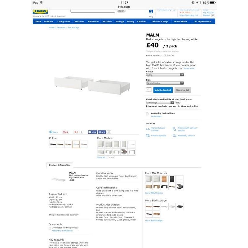 IKEA malm under bed storage