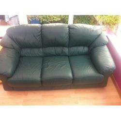 Forest Green Leather Suite, 2 & 3 seater, like new condition.