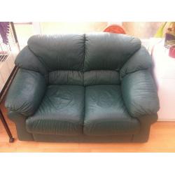 Forest Green Leather Suite, 2 & 3 seater, like new condition.