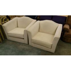 Two Large White Armchairs