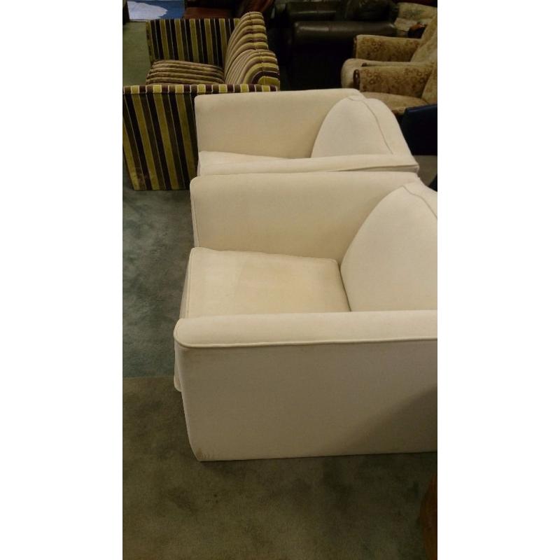 Two Large White Armchairs