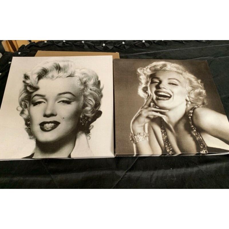 Two 11x11in (28x28cm) Marilyn Monroe Black And White Canvas.